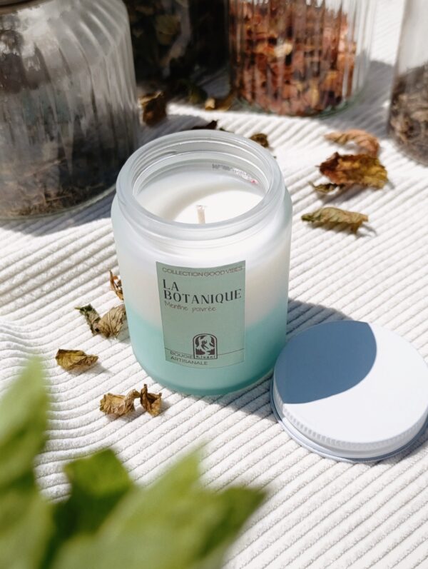 Bougie parfumée Menthe Poivrée artisanale à la cire végétale- La Botanique de la Collection Good Vibes