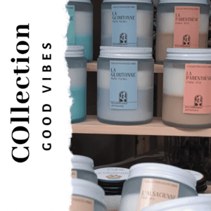 Collection Good Vibes : bougie végétale au parfum de Grasse bi couleur. Bougies colorées qui donne du pep's à votre intérieur