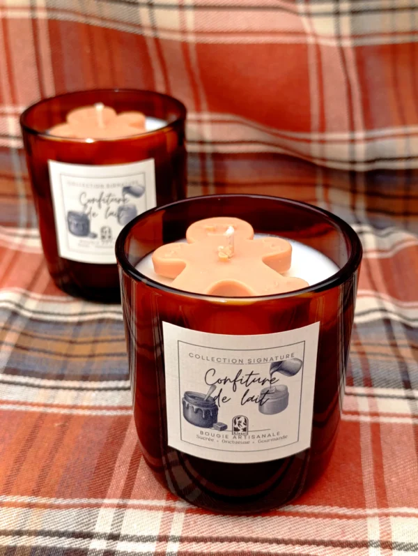 Bougie crée en Alsace par Kluani, parfum confiture de lait pour des soirée cozy