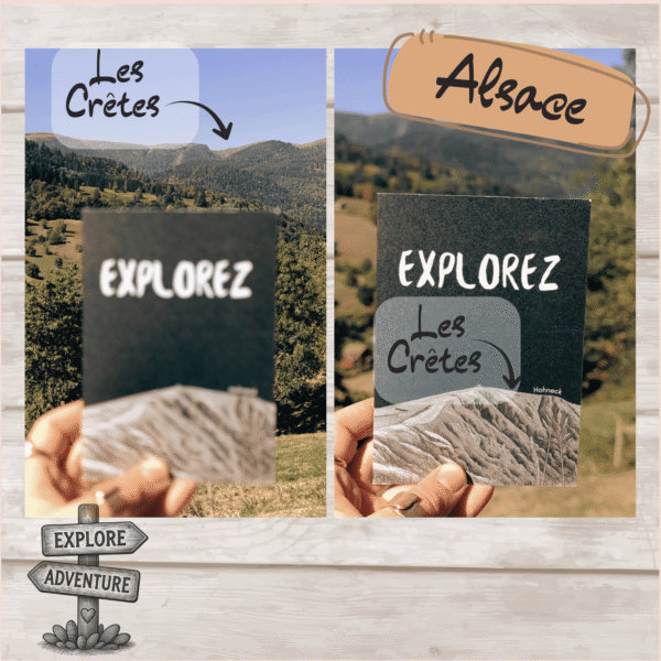 Explorez est une carte avec la route des crêtes en Alsace ainsi que le lac du Forlet