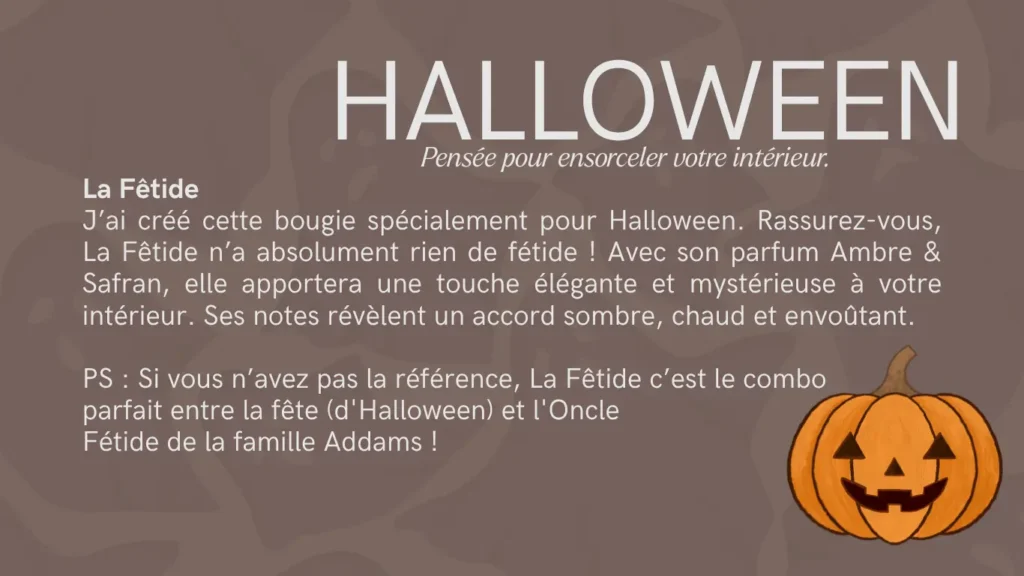 Kluani a crée une bougie spécialement pour Halloween avec comme inspiration Mercredi Addams
